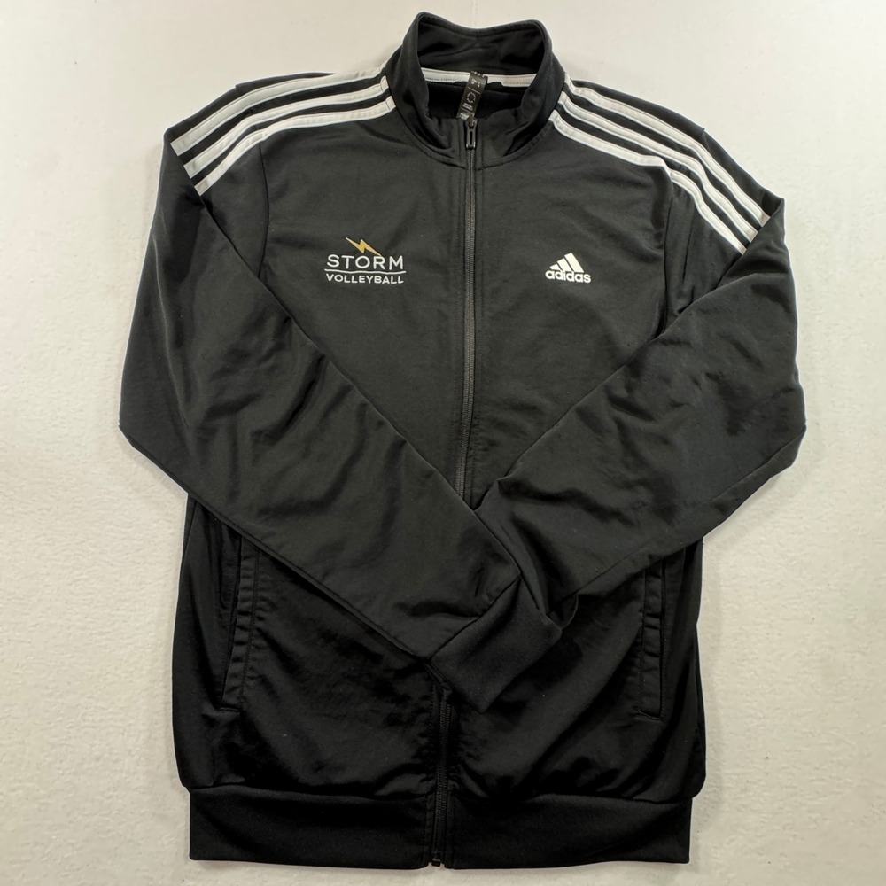 Adidas Track Jacket Mens Small Black‎ Full Zip Storm Volleyball Three Stripe